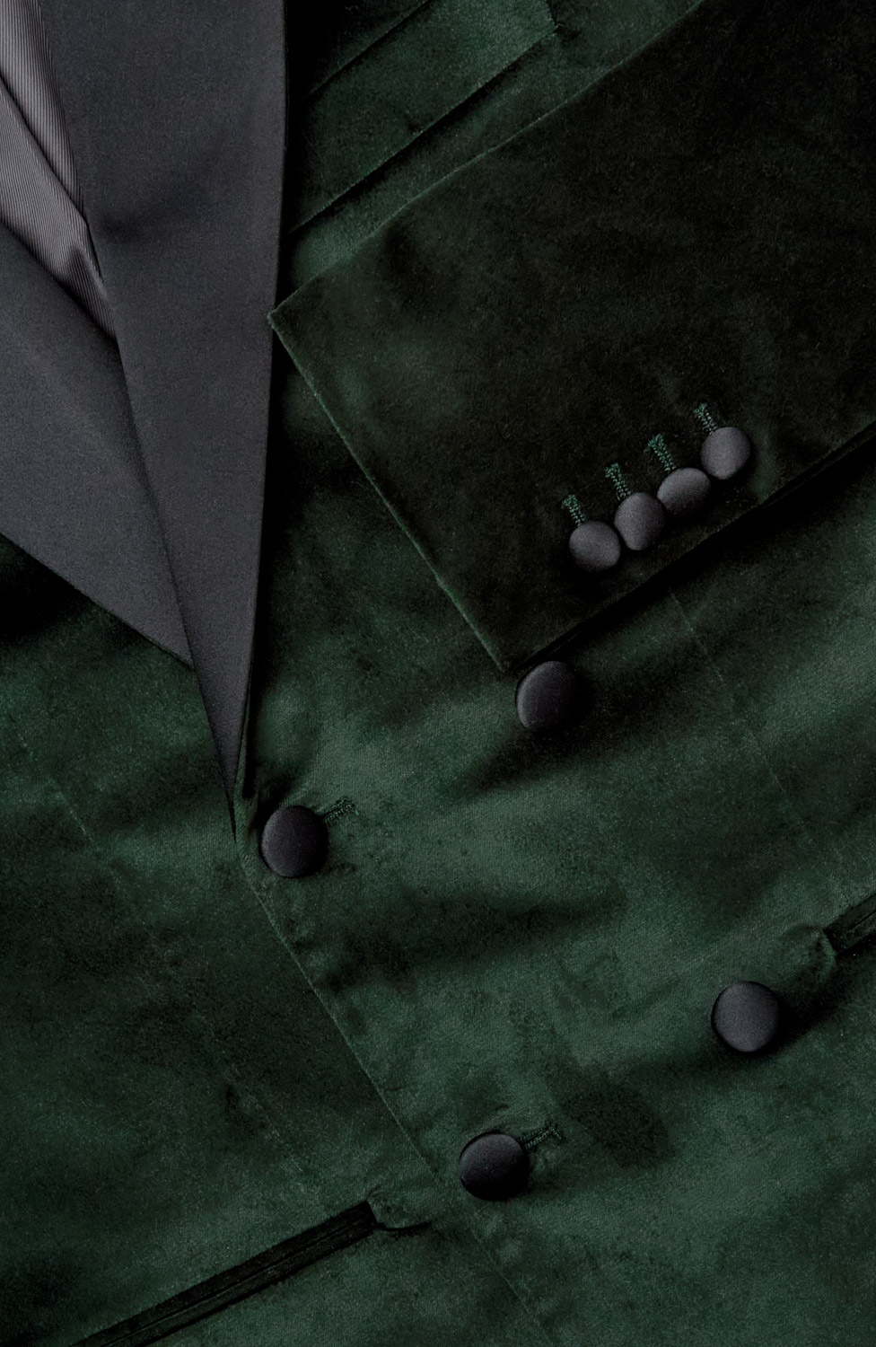 GREEN VELVET DOUBLE BREASTED TUXEDO JACKET