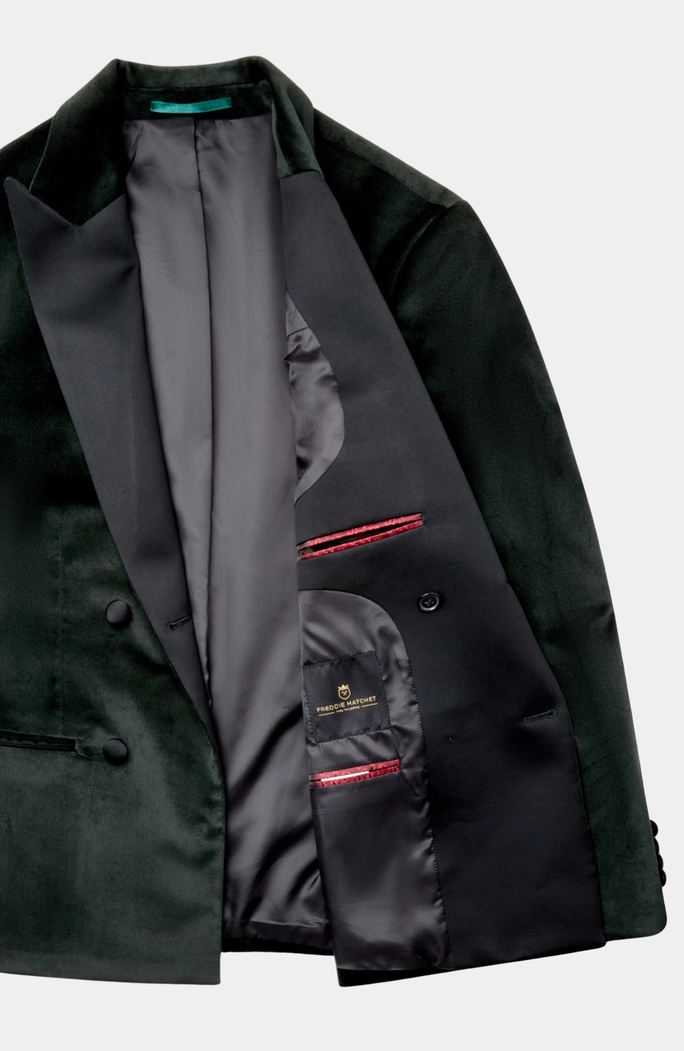 GREEN VELVET DOUBLE BREASTED TUXEDO JACKET