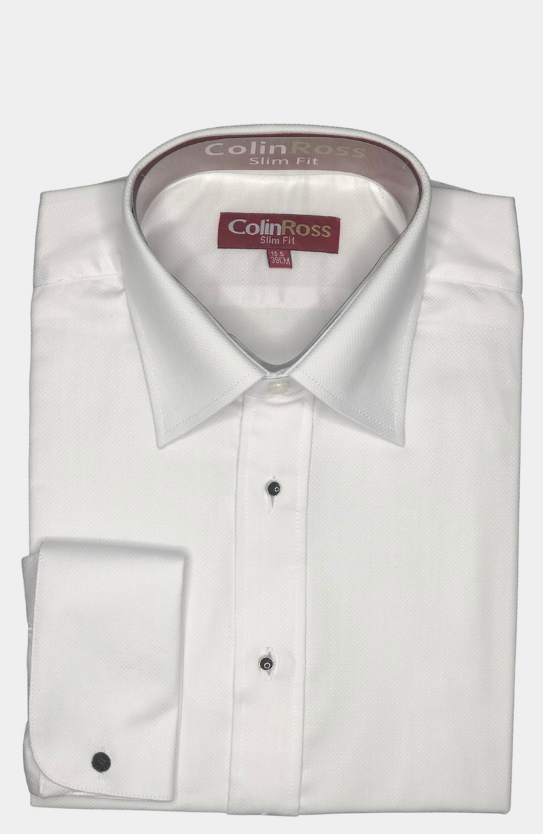 Fitted white dress sales shirt